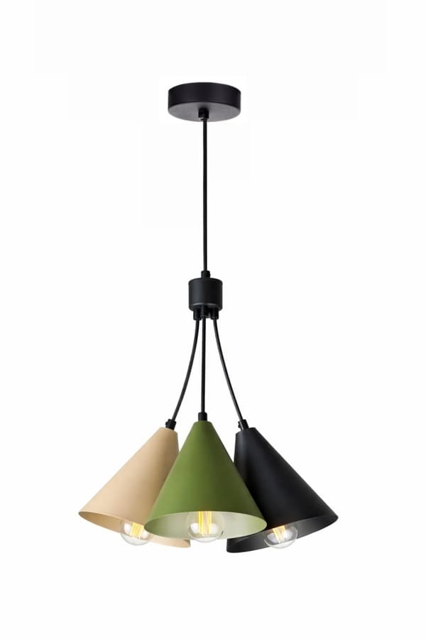 Hængelampe 3xE27 Sora Latte/Khaki/Sort