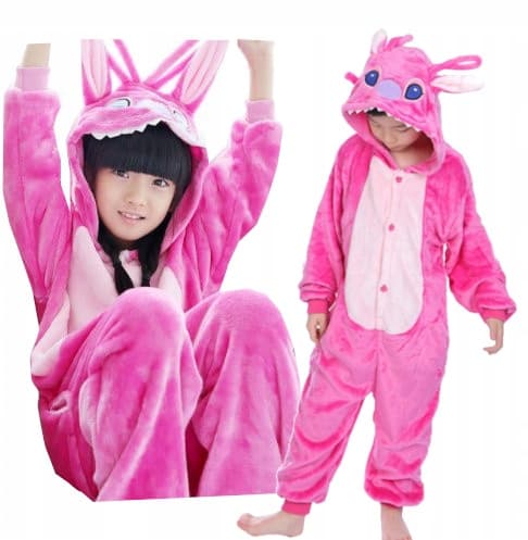 Stitch rosa pyjama kigu onesie kostym 110 cm