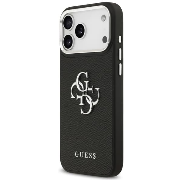 Guess Grained Big 4G Classic Logo cover til iPhone 17 Pro Max, sort