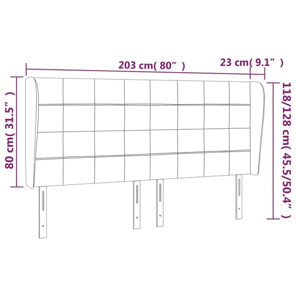 vidaXL Vingad nackstöd rosa 203x23x118/128 cm sammet