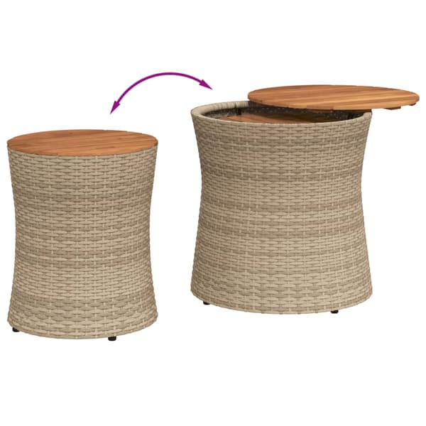 vidaXL haveborde, sæt med 2, træbordplader, beige, polyrattan