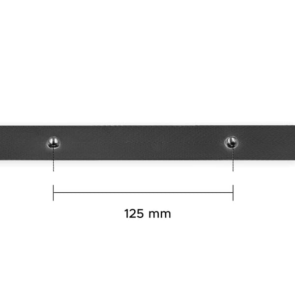 Våggardintejp med hållare var 125 mm, 1 meter, Svart
