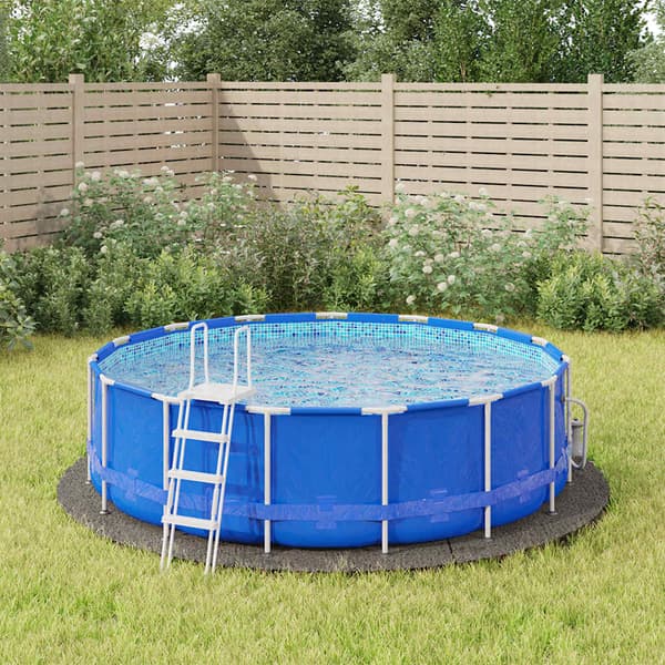 vidaXL Poolmatta ljusgrå Ø366 cm polyestergeotextil