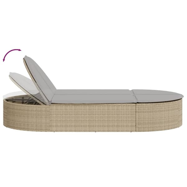 vidaXL Dubbel dagbädd med kuddar, beige, polyrotting