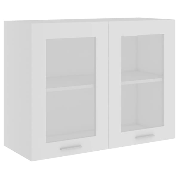 vidaXL vægskab med glasfront hvid 80x31x60 cm spånplade