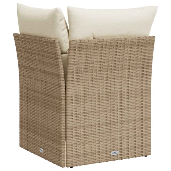 vidaXL Hörnsoffmodul med kuddar, beige, polyrotting