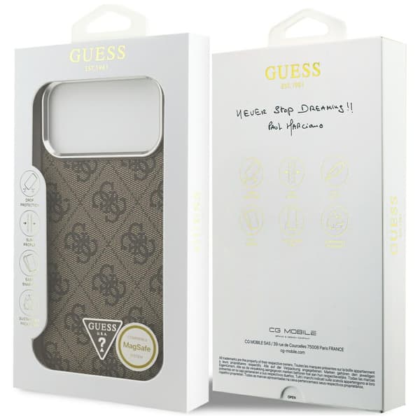 Guess 4G Triangle Logo MagSafe-etui til iPhone 17 Pro Max brun sølv