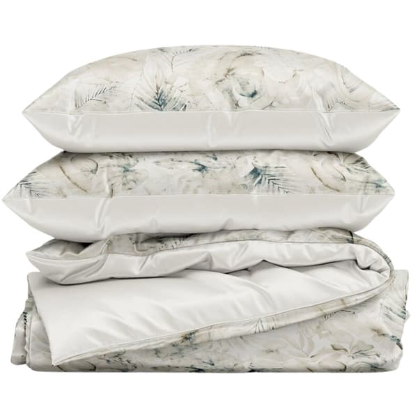 Bäddset SPRING/82 löv beige turkos 160x200 cm satin