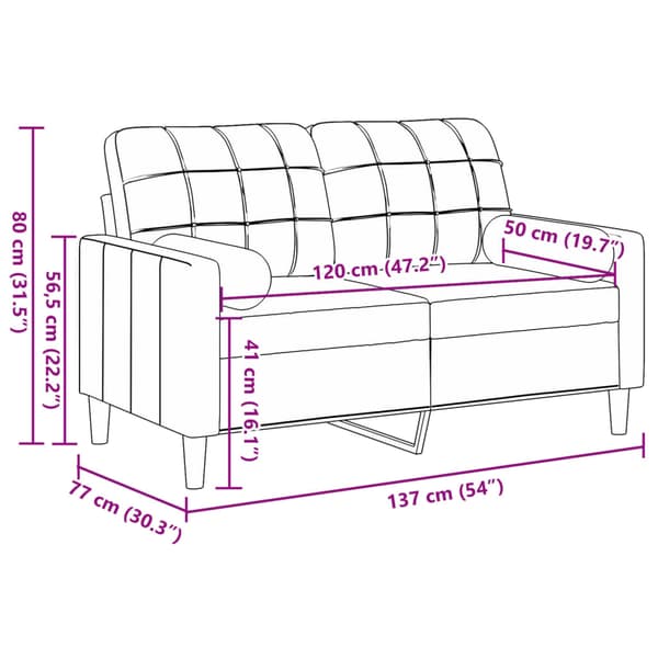 vidaXL 2-sitssoffa med kuddar, mörkgrå, 120 cm, sammet