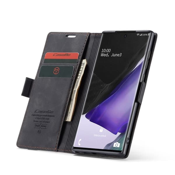 CASEME Etui til Samsung Galaxy Note 20 Ultra, Læderpung, Sort