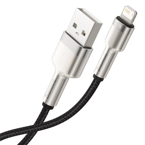 Cafule Series Metal Data USB-A - iPhone Lightning 2.4A 1m Kabel - Sort