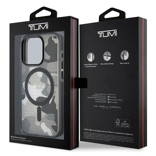 Tumi Frosted Camo Print MagSafe-etui til iPhone 15 Pro, sort