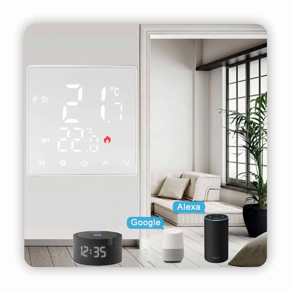 Zigbee Tuya 16A STD huonetermostaatti valkoinen