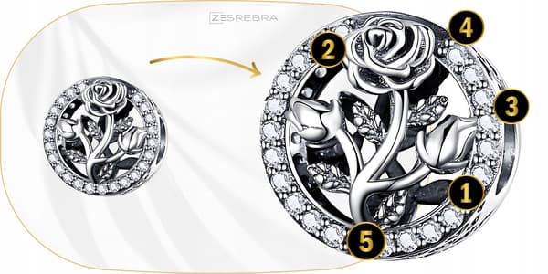 Rosberlocker silver 925 silver rosblomma pärlhänge berlocker pr 925