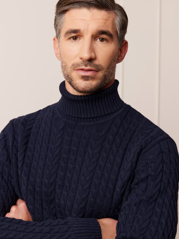 ASHFIELD MARINEBLÅ TURTLENECK XL