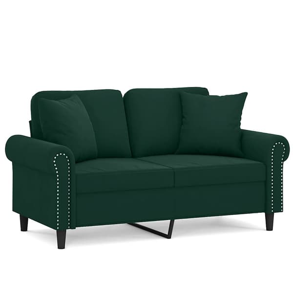 vidaXL 2-sitssoffa med kuddar, mörkgrön, 120 cm, sammet