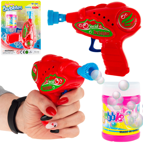 TG63365 AUTOMATISK BUBBELPISTOL + TVÅLBUBBLEVÄTSKA