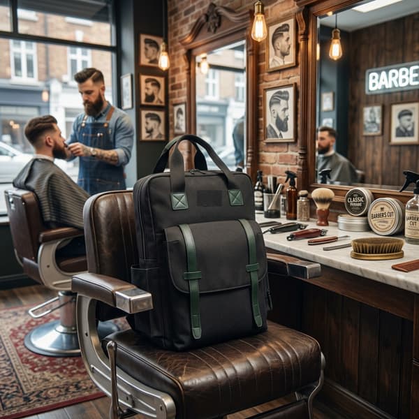 Frisørrygsæktaske til tilbehør, rummelig sort Satchel