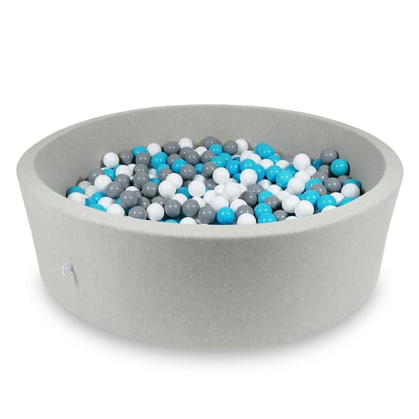 Tør pool 130x40cm lysegrå med 700 bolde: blå, hvid, grå