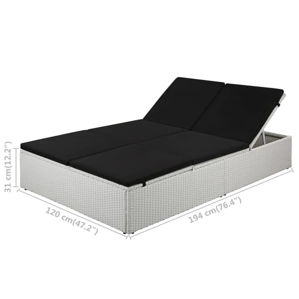 vidaXL havesolseng med hynde, polyrattan, sort