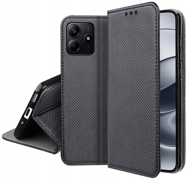 Etui til Xiaomi Redmi NOTE 14 5G SMART MAGNET BOOK LUKKET SORT + Glas