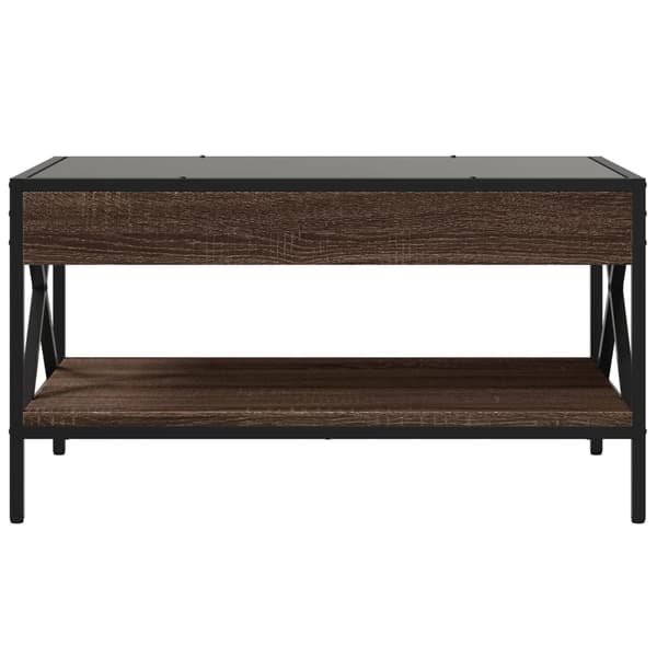 vidaXL Infinity sofabord med LED-lys brunt egetræ 70x50x38 cm