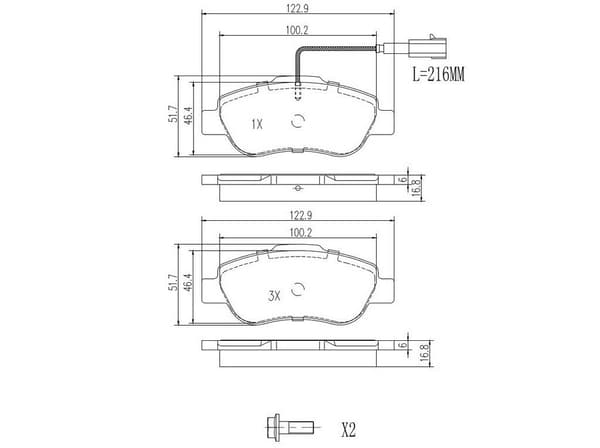 FT29123 FAST BREMSEKLODSER FORAN 1-SENSOR