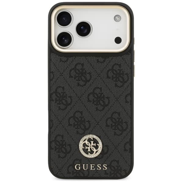 Guess 4G Strass Logo & Stor StroppeMetalknapper MagSafe-etui til iPhone 17 Pro Max, sort
