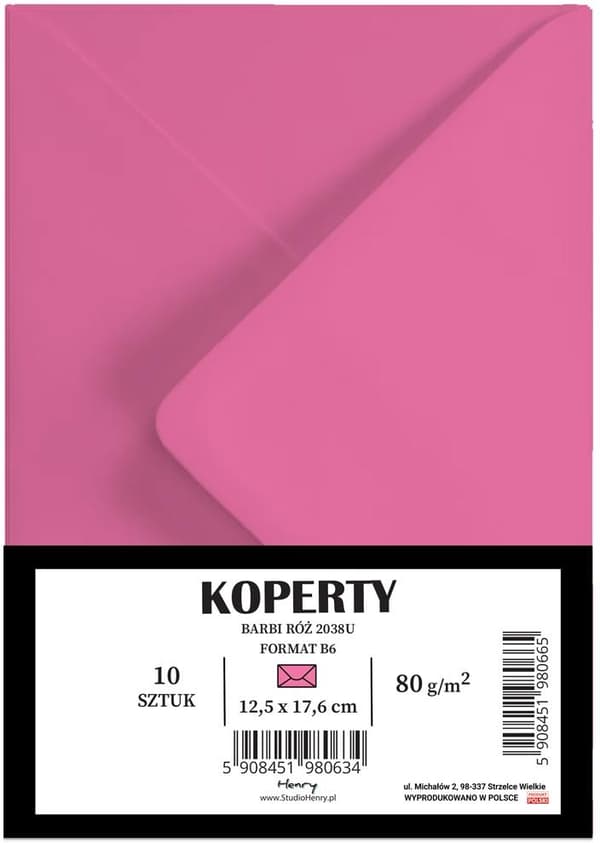Barbi lyserøde B6 kuverter 10 stk.