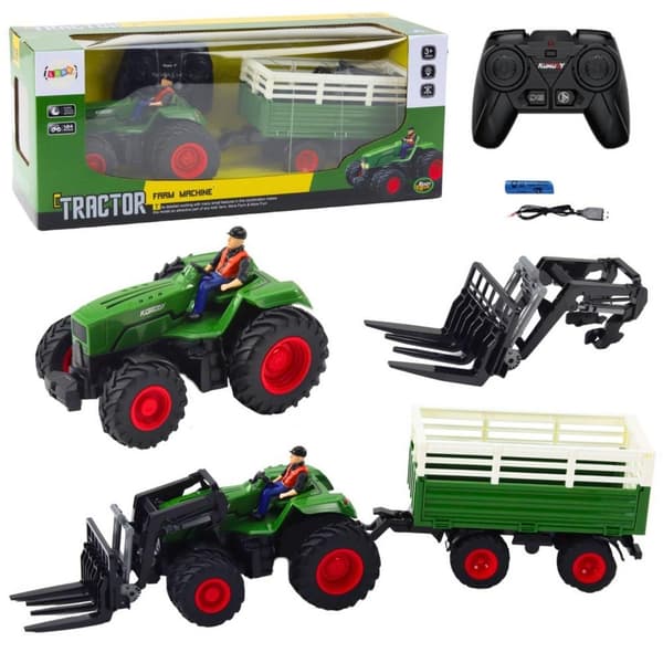 Fjernstyret RC-traktor med trailer