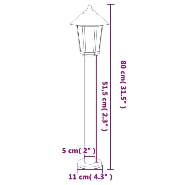 vidaXL havelamper, sæt med 3, sort, 80 cm, rustfrit stål