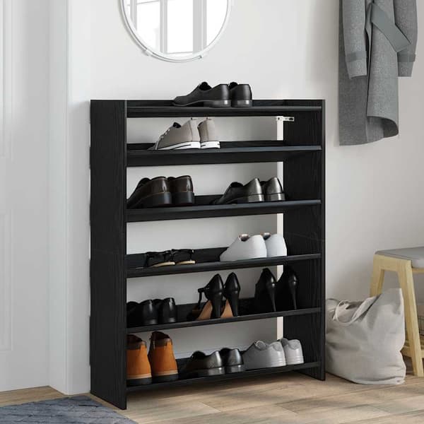 vidaXL skohylde, sort, 80x25x100 cm, træbaseret materiale