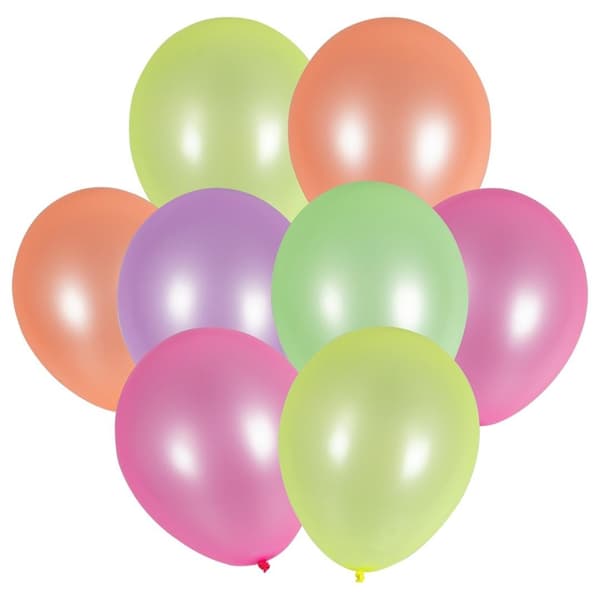 Neonballoner store 25 cm 8 stk.