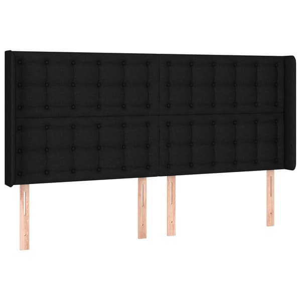 vidaXL sengegavl med LED sort 183x16x118/128 cm stof