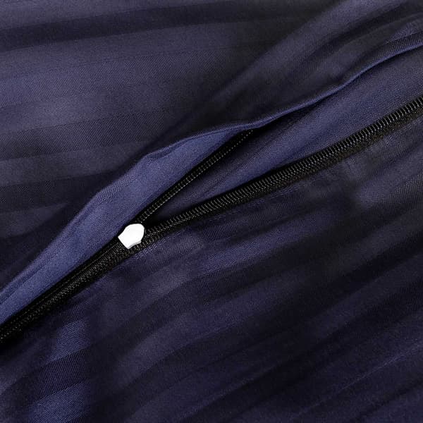 Bäddset 140x200 satin 100% BOMULL marinblå med klassiska ränder