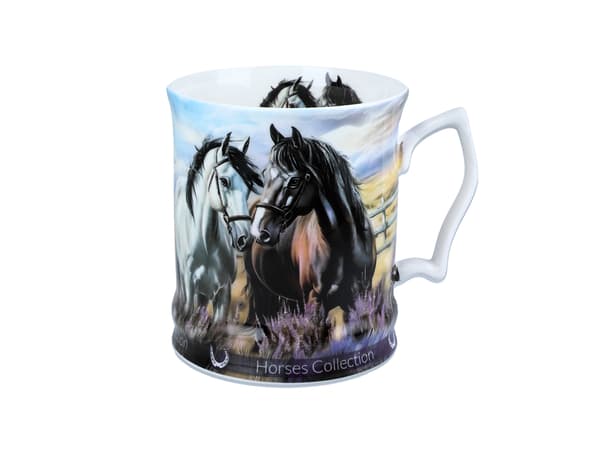 Carmani, porslinsmugg 450ml - Horses Coll., hästar