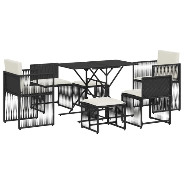 vidaXL 7-delt havemøbelsæt med hynder, sort, polyrattan