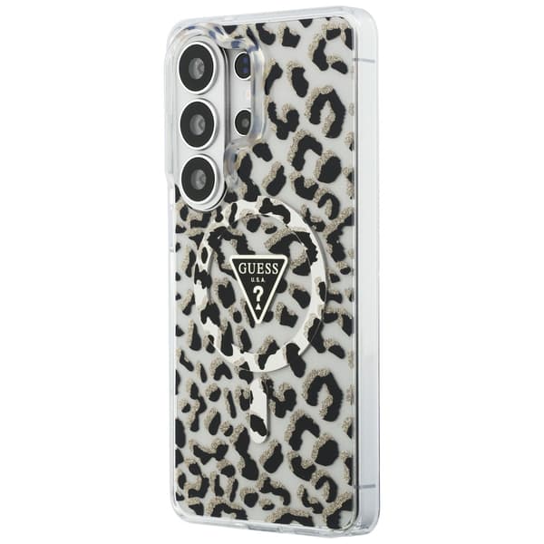 Guess IML Leopard Print Triangle MagSafe-etui til Samsung Galaxy S26 Ultra, sort