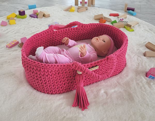 Moses Basket BOHO Bomullsdockbärare - Fuchsia
