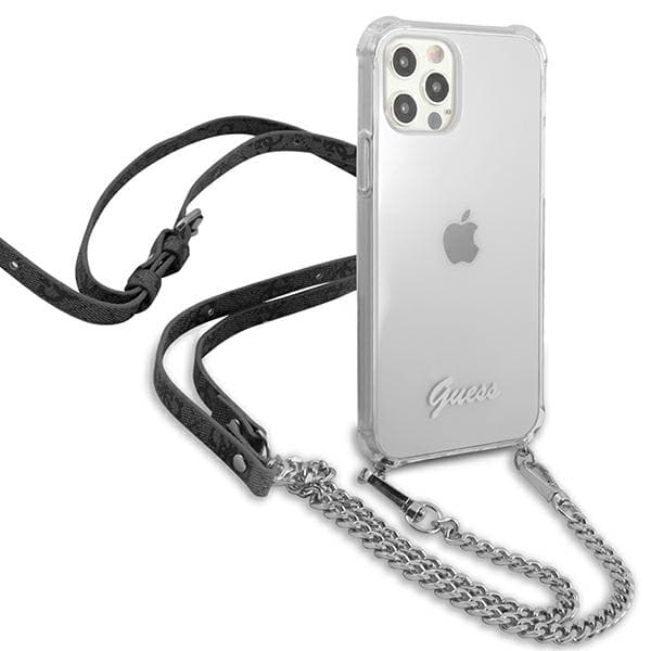 Guess 4G sølvkæde-etui til iPhone 12 Pro Max, gennemsigtig