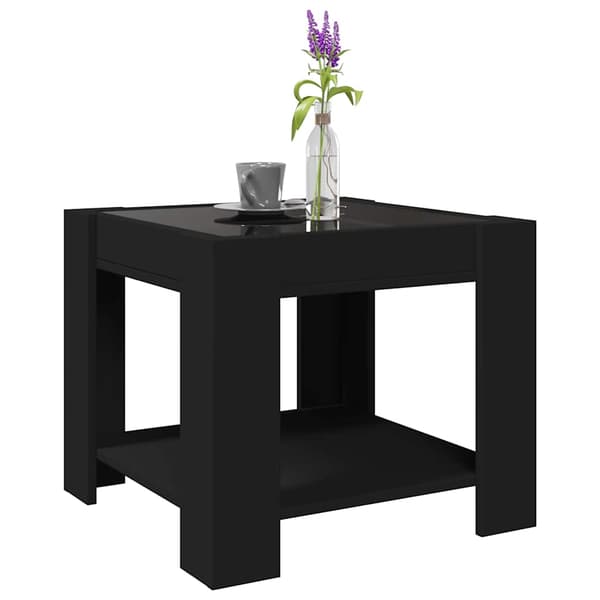vidaXL sofabord med LED, sort, 53x53x45 cm