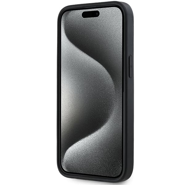 DKNY 3D Rubber Repeat Pattern-skal till iPhone 15, Svart