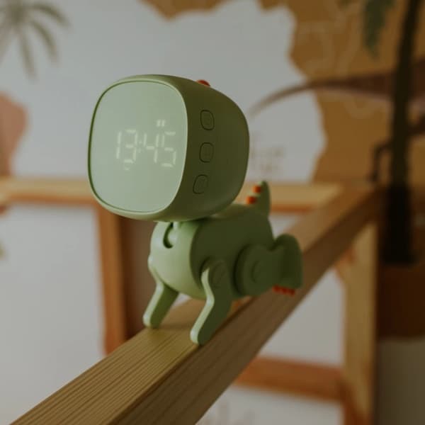 ROBO DINO Elektronisk Digital Väckarklocka för Barn Vit Ecolight