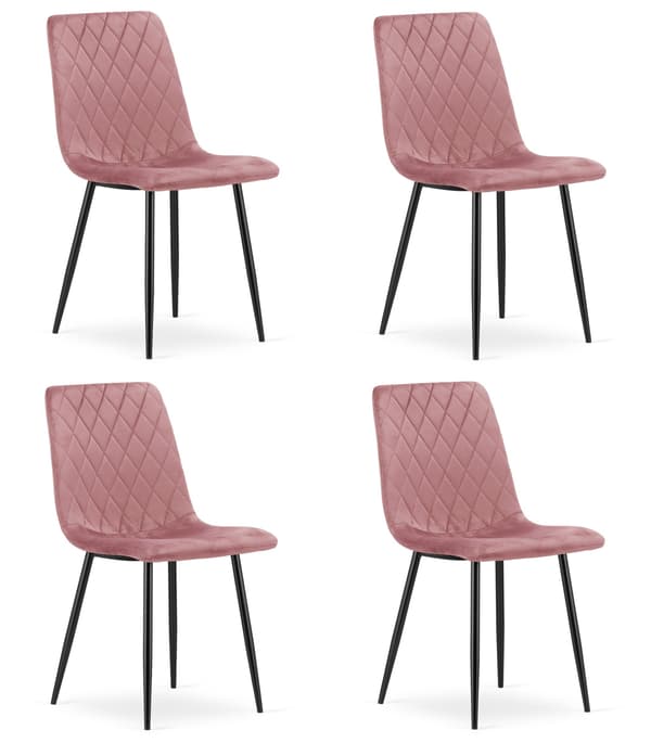 TURIN stol - pink velour / sorte ben x 4