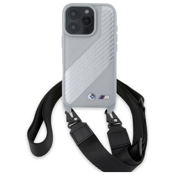 BMW BMHCP16L23PSCCG iPhone 16 Pro 6.3" harmaa/harmaa kovakuori M Edition Carbon Stripe & Strap