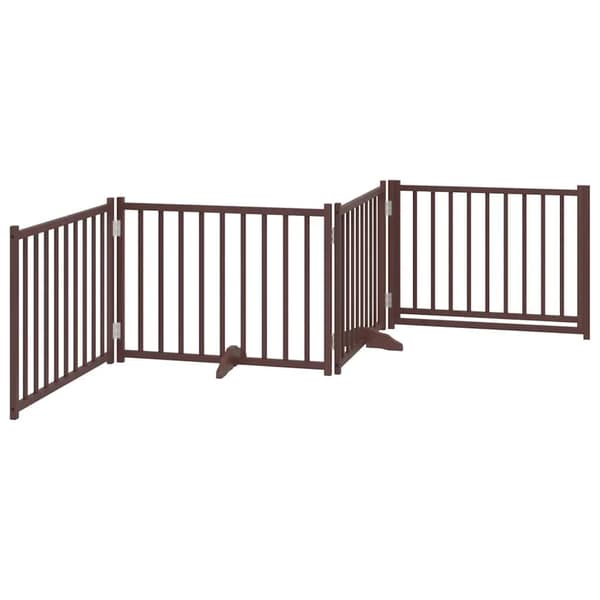 vidaXL foldbar hundegitter med dør 4 paneler brun 320 cm