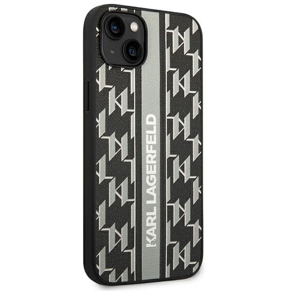 Karl Lagerfeld Monogram Randigt Skal till iPhone 14 Plus, Grå