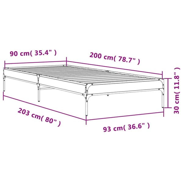 vidaXL sengestel sort 90x200 cm træ og metal