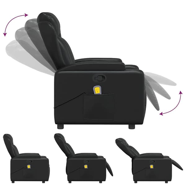 vidaXL massagestol med justerbar ryg, sort, kunstlæder