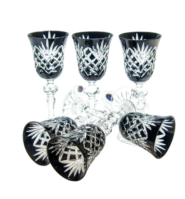 Sorte krystallikørglas 60ml Ananas 6 stk.